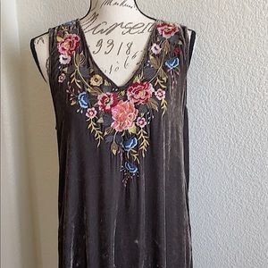 Johnny Was Velvet Embroidered dress